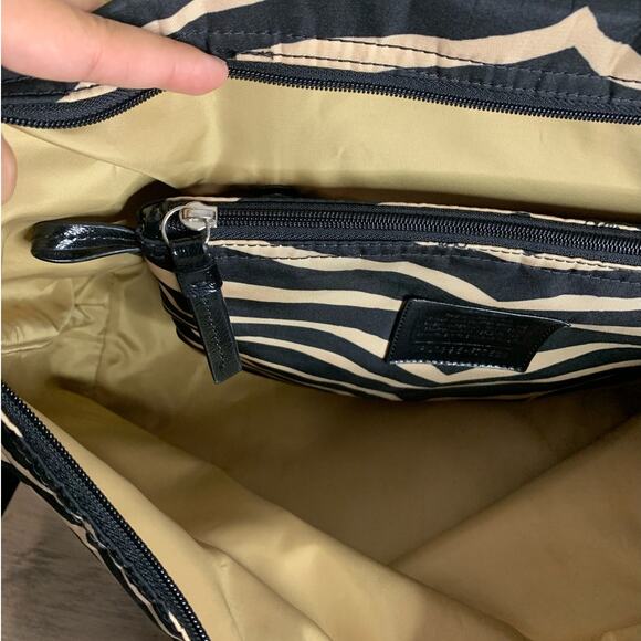 Coach y2k Devin Black and Tan Zebra Print Nylon Overnight Tote & Pouch - Picture 15 of 16